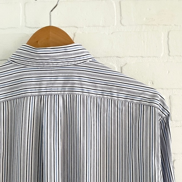 Ralph Lauren Blue Label Button down shirt Stripe Blue/White/Navy Size 16 34/35 - Picture 10 of 14